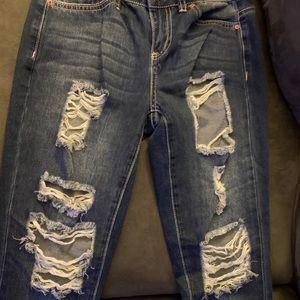 Ripped blue jeans